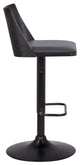 42" Gray And Black Faux Leather Swivel Adjustable Height Bar Chair With Footrest