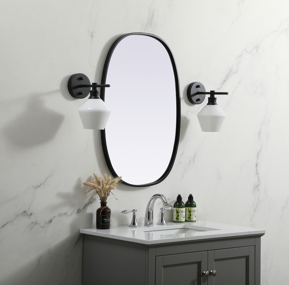 Metal Frame Oval Mirror 20X30 Inch, Black