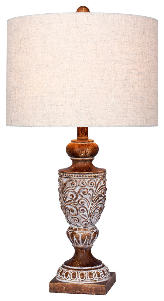 Urn Resin Table Lamp, In Antique Brown, 26.5"