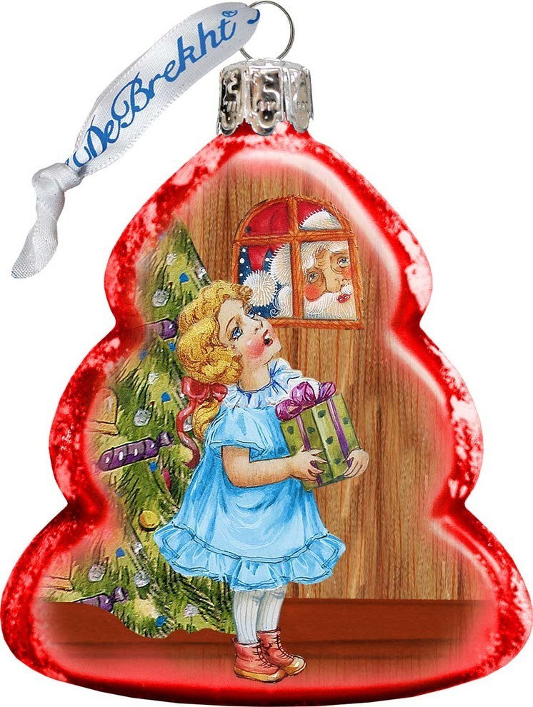 Keepsake Thank You Santa Scenic Glass Ornament