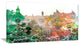 Colorful City Watercolor, Landscape Canvas Art Print, 40x20