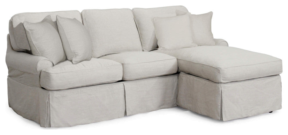 Slipcover for T Cushion Sectional Sofa with Chaise Light Gray