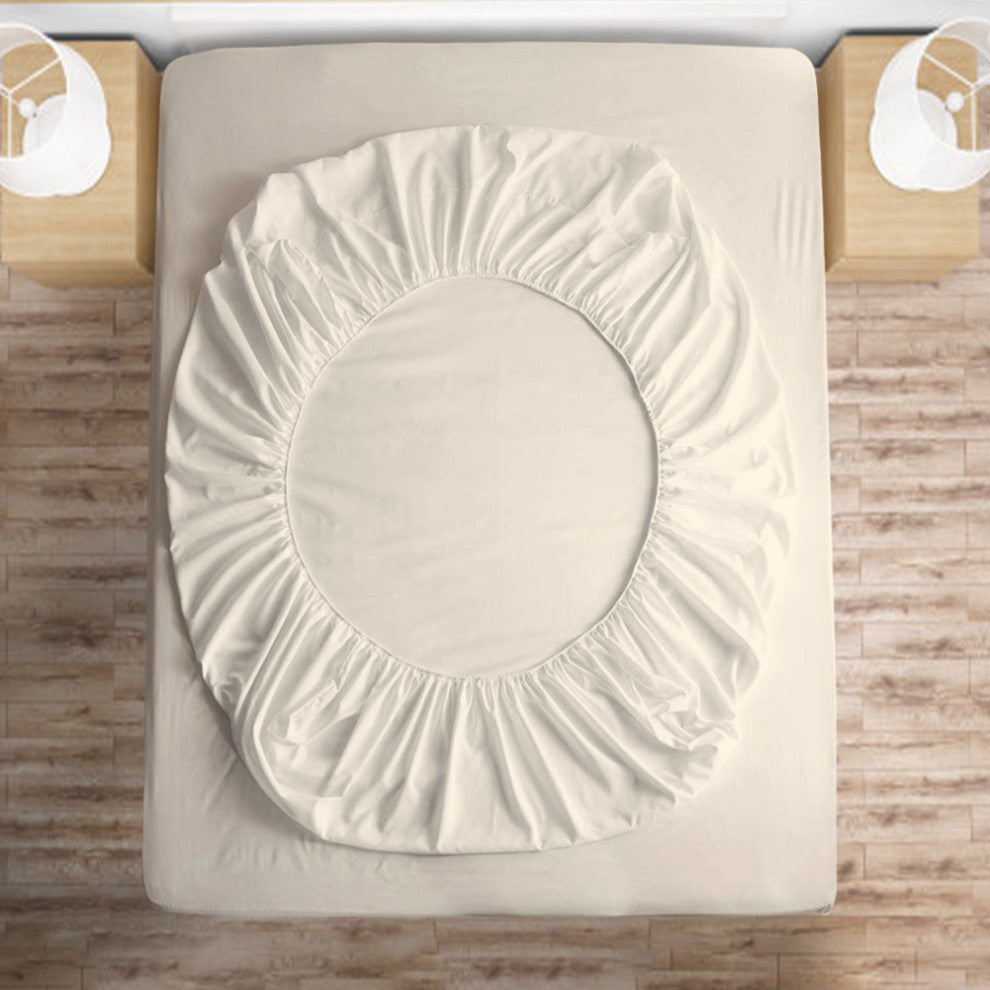 GOTS Certified 300TC Organic Cotton Wrinkle Resistant Fitted Sheet 17" Pockets,