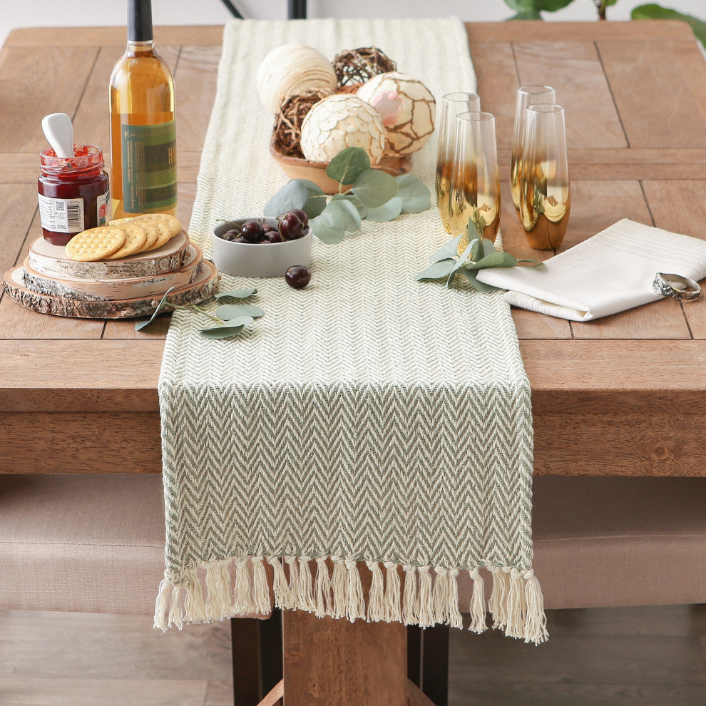 Artichoke Chevron Table Runner 15x72