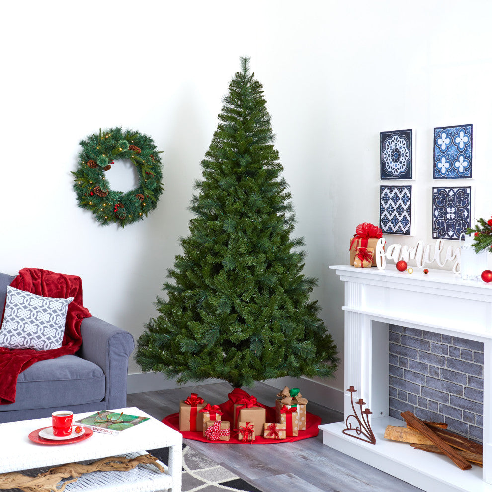 7.5' Mount Hood Spruce Faux Xmas Tree W/450 White Lights & Bendable Branches