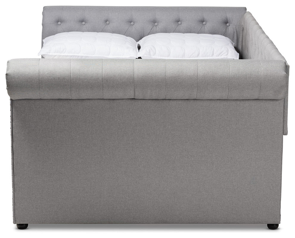 Janelle Contemporary Fabric Upholstered Daybed, Gray, Queen