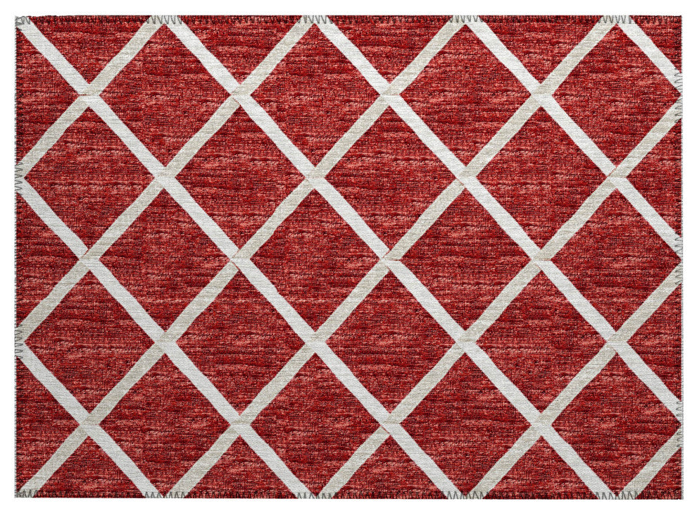 Indoor/Outdoor York YO1 Red Machine Washable 1'8" x 2'6" Rug