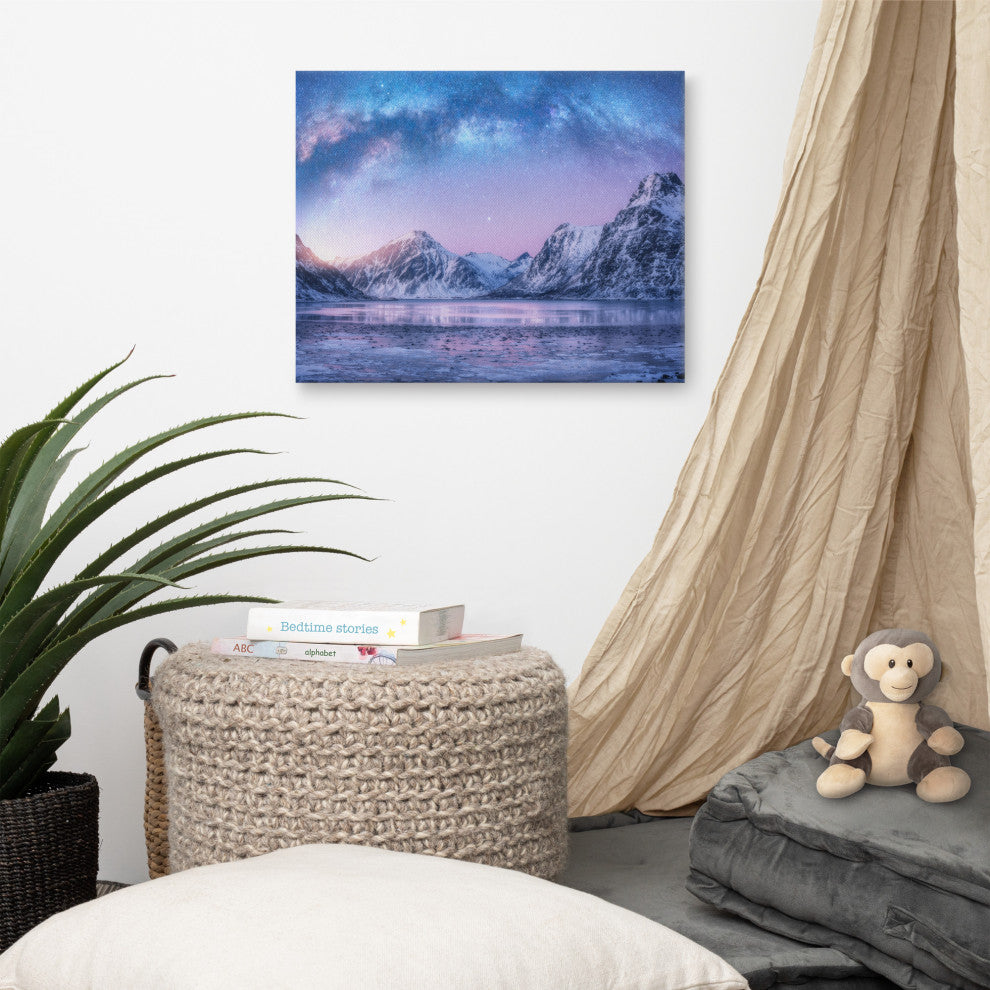 Milky Way Lofoten Islands, Norway Landscape Photo Canvas Wall Art Prints, 16" X 20"