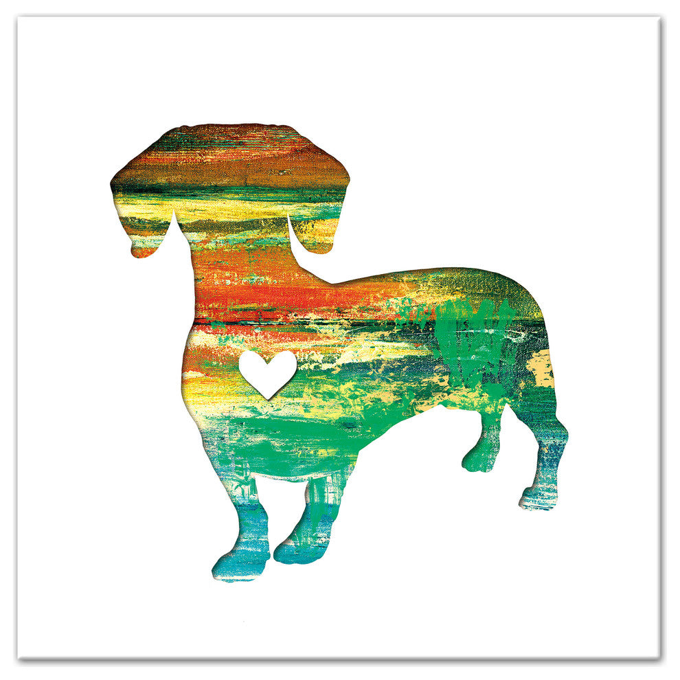Designs Direct Creative Group Paint Silhouette Dachshund 30x30 Canvas Wall Art
