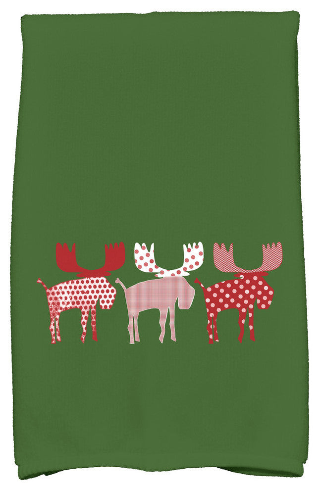 Merry Moose Holiday Animal Print Kitchen Towel, Green