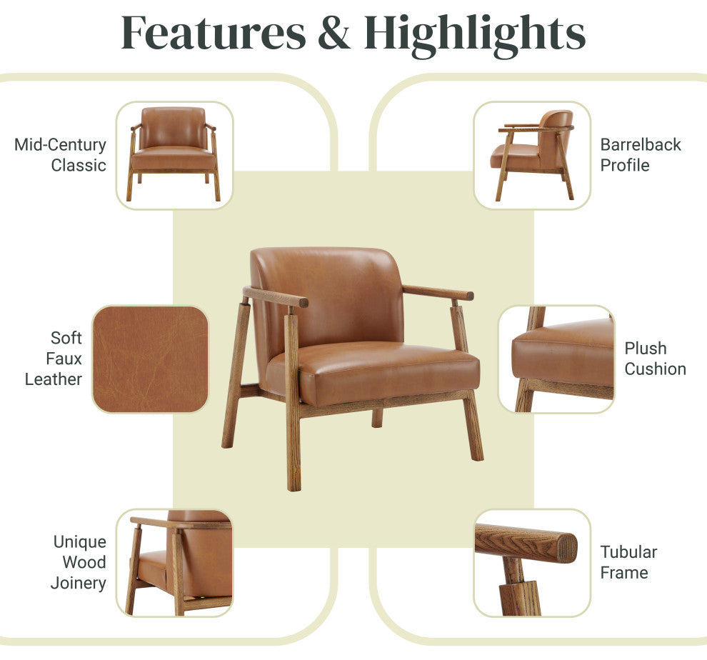 Reiner Accent Arm Chair, Borneo Chocolate, Pu