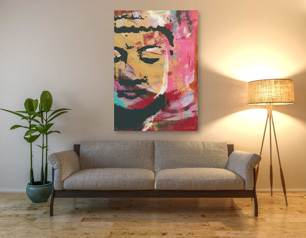 Epic Graffiti "Painted Buddha III" by Linda Woods, Giclee Canvas Art, 40"x60"