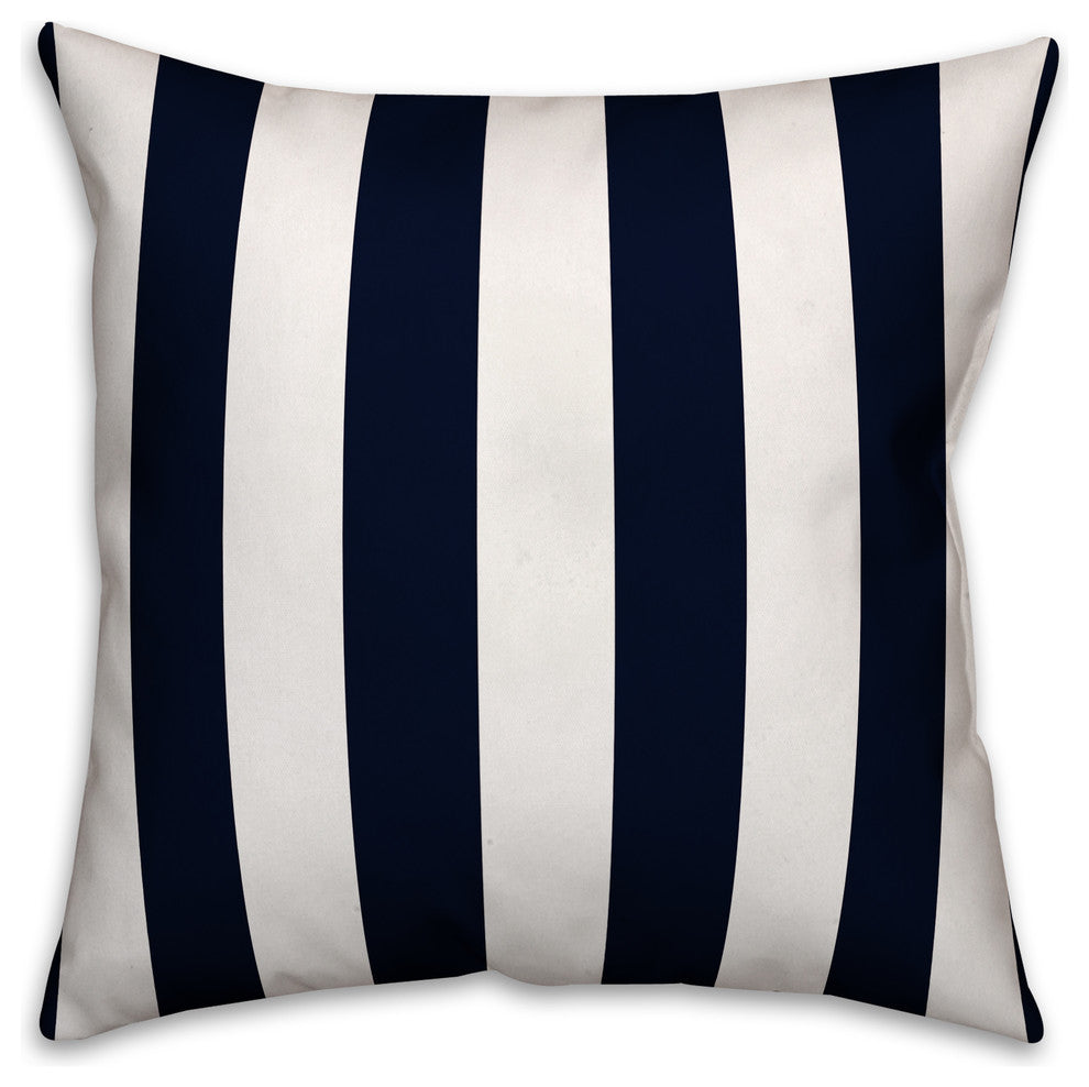 All Aboard Navy Stripes Spun Poly Pillow, 18x18