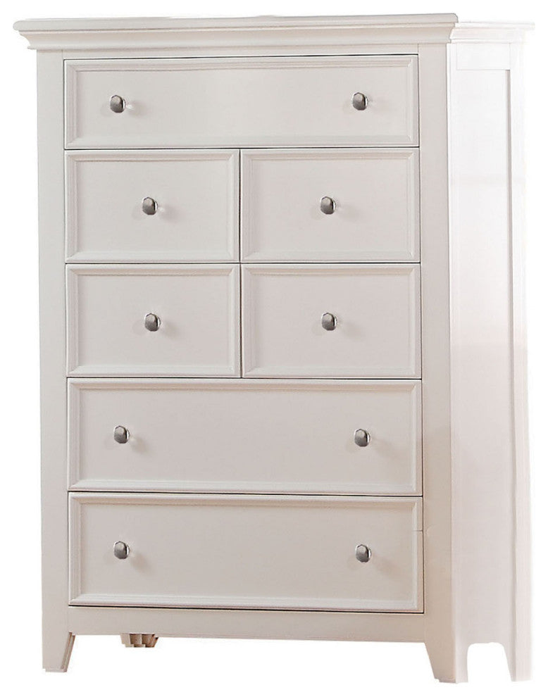 Chest with 5 Drawers and Tapered Legs, White
