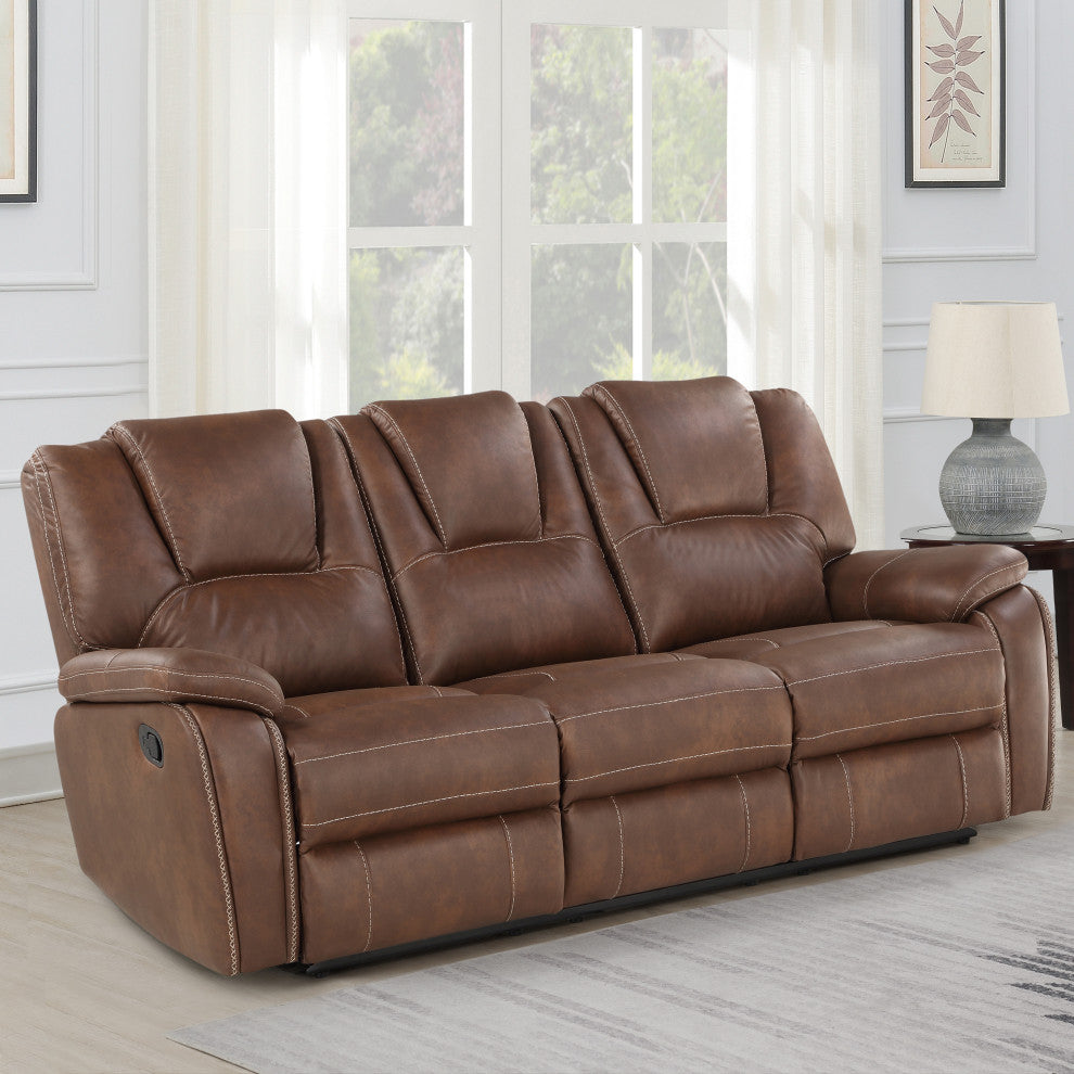 Katrine Manual Reclining Sofa, Brown