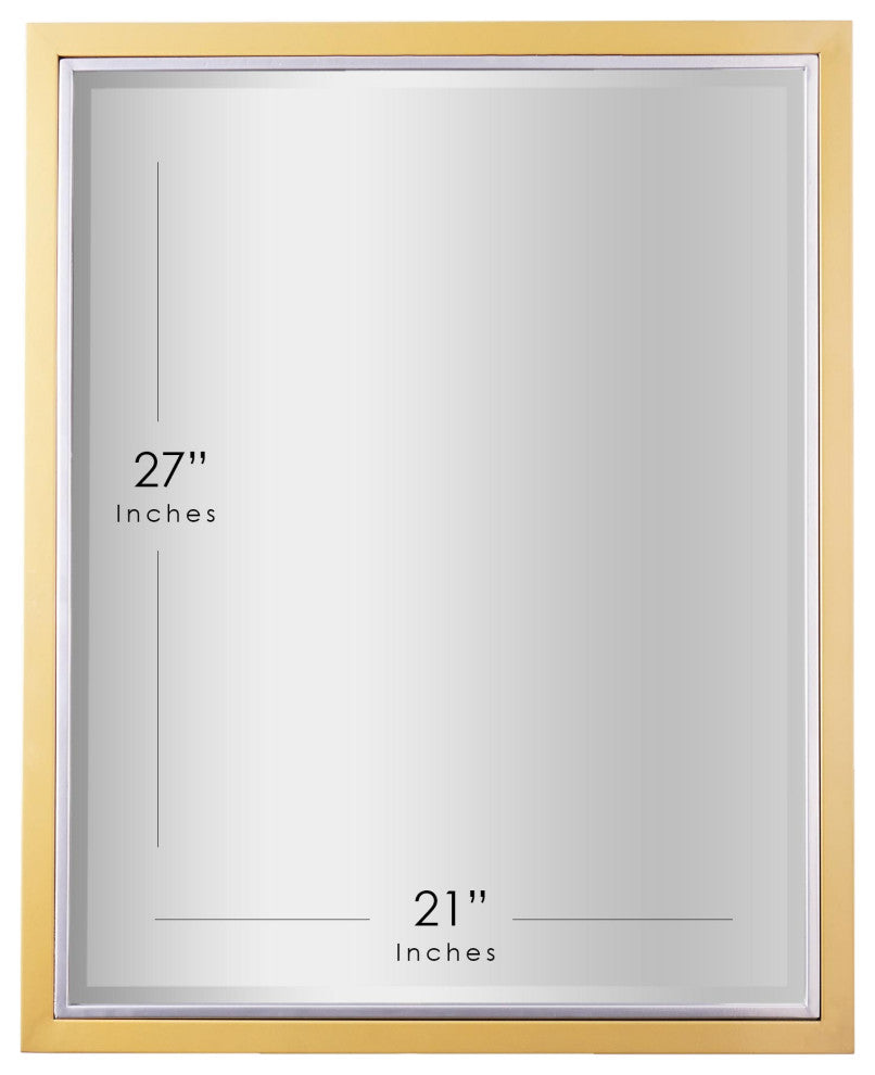 Head West Brushed Brass/Chrome Metal Framed Beveled Edge Wall Mirror - 24" x 30"