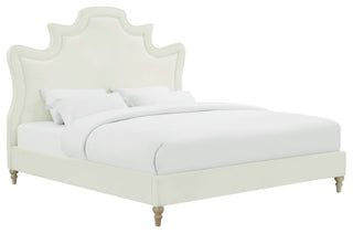TOV Furniture Serenity Cream Velvet Bed in Queen