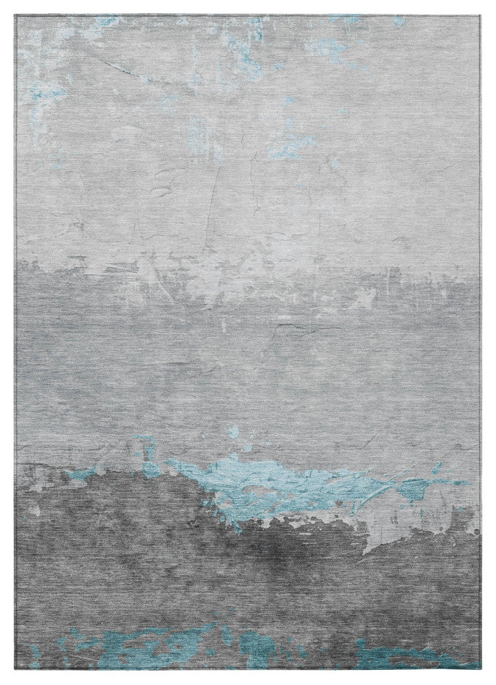 Machine Washable Indoor/Outdoor Chantille ACN1885 Teal 5' x 7'6" Rug