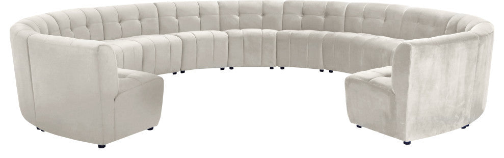 Limitless Velvet Upholstered 13-Piece Modular Sectional, Cream
