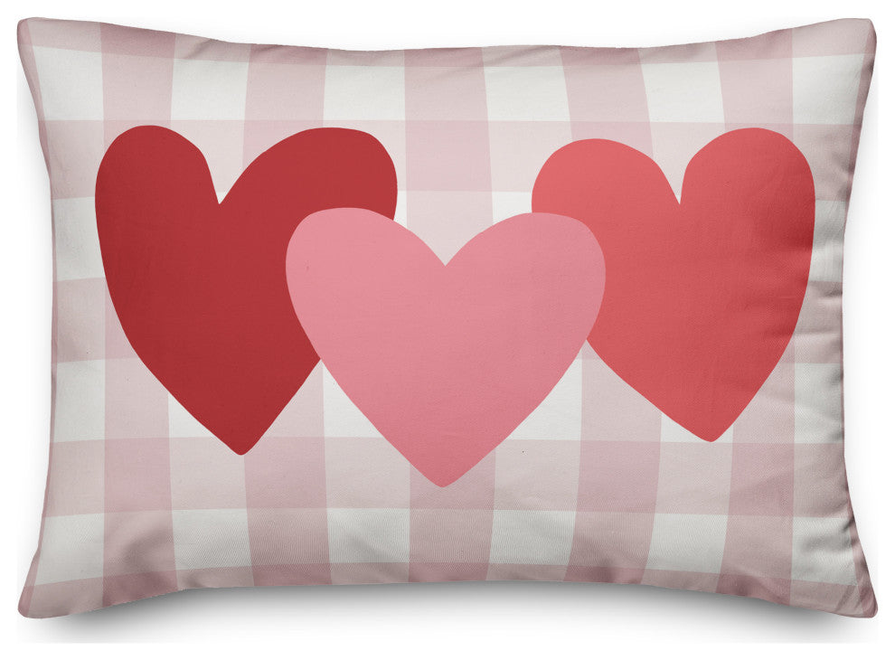 Triple Heart Buffalo Check 14x20 Spun Poly Pillow