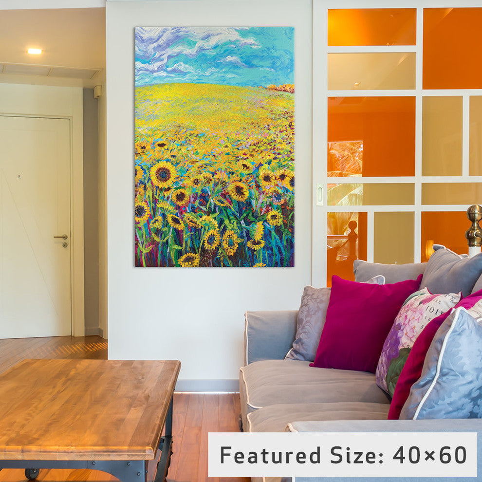 "Sunflower Triptych Panel I" by Iris Scott, 26"x18"x1.5"