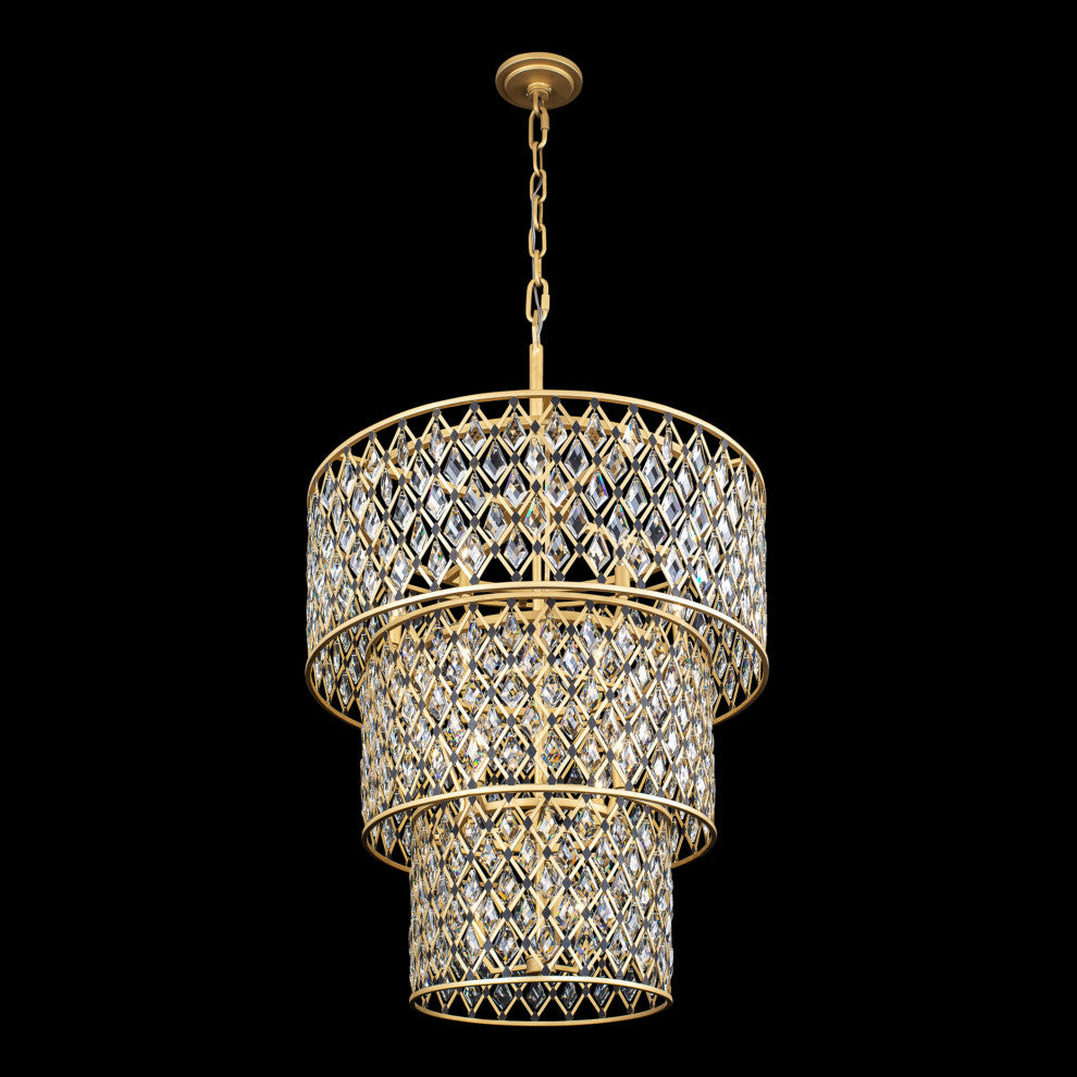 Windsor 13-Lt 3-Tier Crystal Chandelier - French Gold/Matte Black