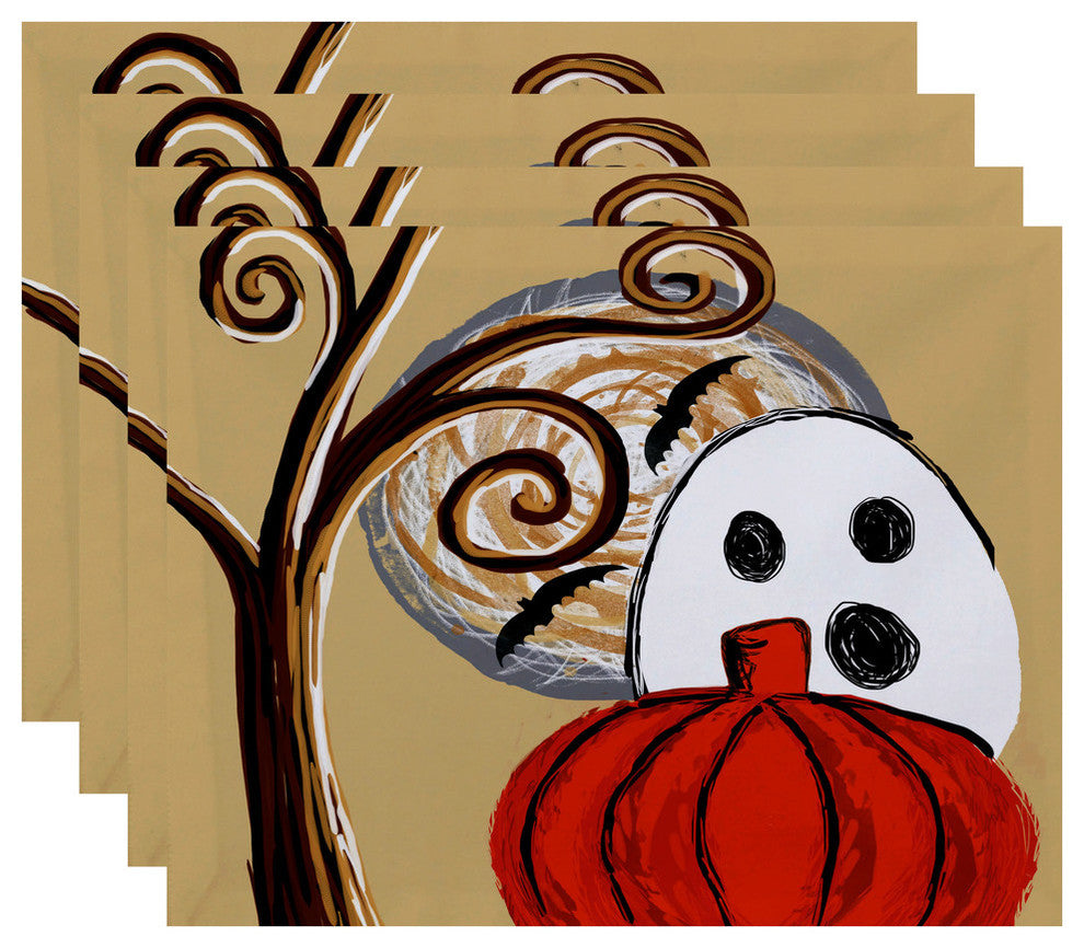 Ooky Spooky Geometric Print Placemat, Set of 4, Gold