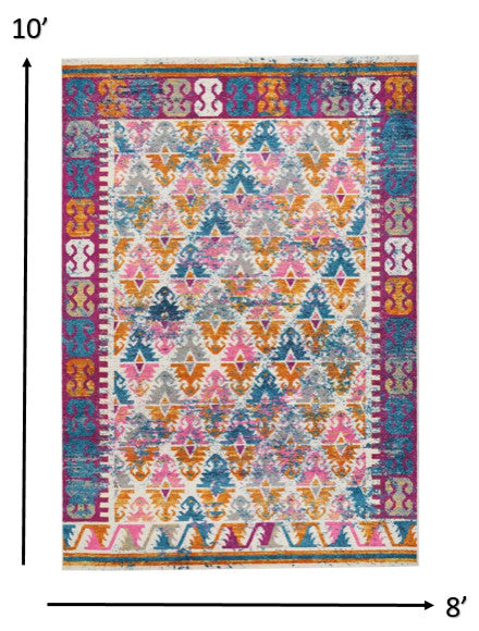8' X 10' Ivory Geometric Power Loom Area Rug