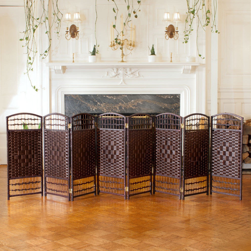 3 ft. Short Fiber Weave Room Divider Dark Mocha 8 Panels