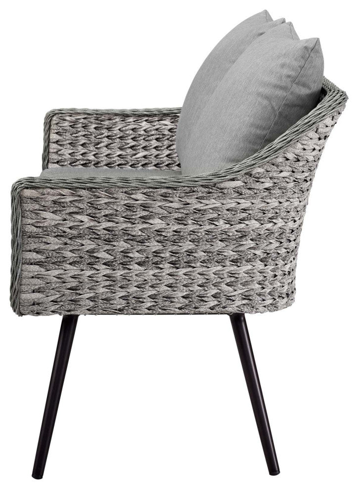 Outdoor Patio Furniture Lounge Sofa and Chair Set, Aluminum Rattan, Grey Gray