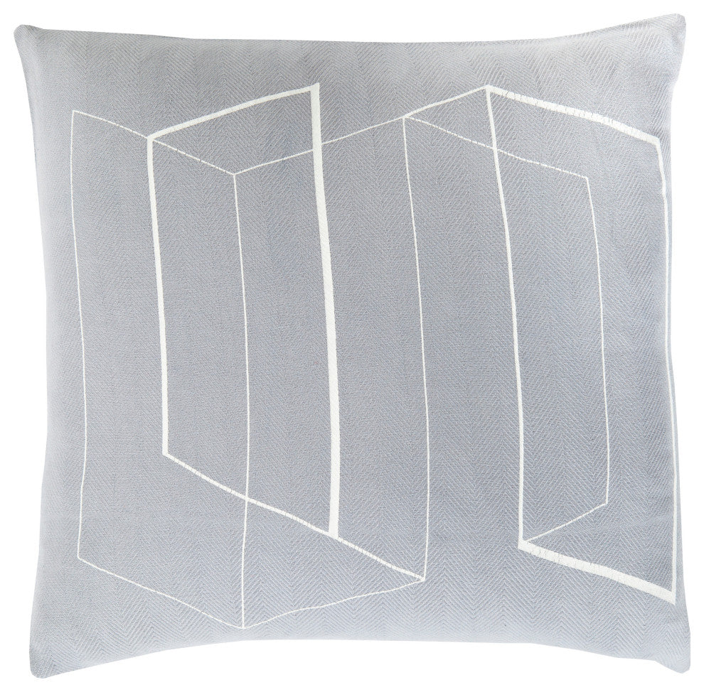 Surya Teori TO-011 20"x20" Pillow Kit, White/Light Gray