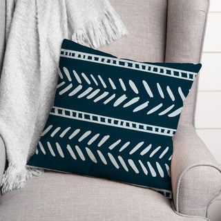 Blue Box & Dash Pattern 18x18 Spun Poly Pillow
