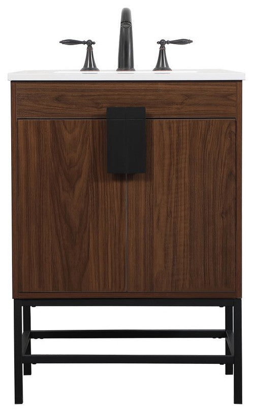 Home Living 19" Modern Walnut-Light Bathroom Vanity