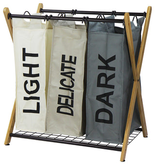 Oceanstar X-Frame Bamboo 3-Bag Laundry Sorter, Color