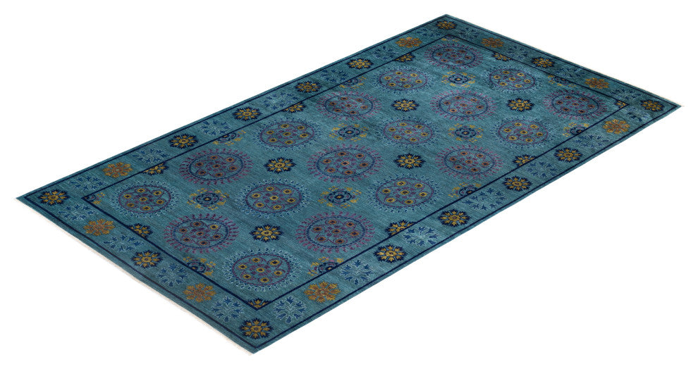 Suzani, One-of-a-Kind Handmade Area Rug Green, 16' 8" x 9' 2"