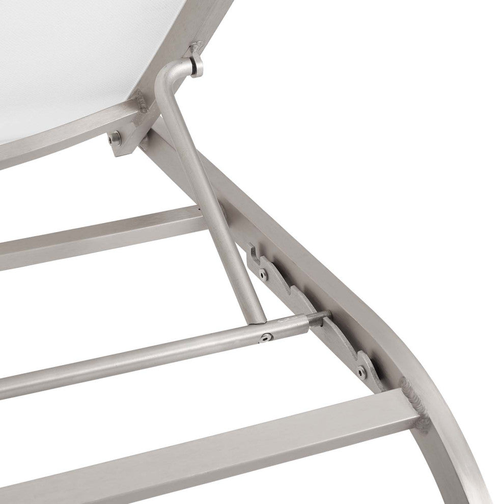 Lounge Chair Chaise, Set of 4, Aluminum, Metal, White, Modern, Outdoor Patio