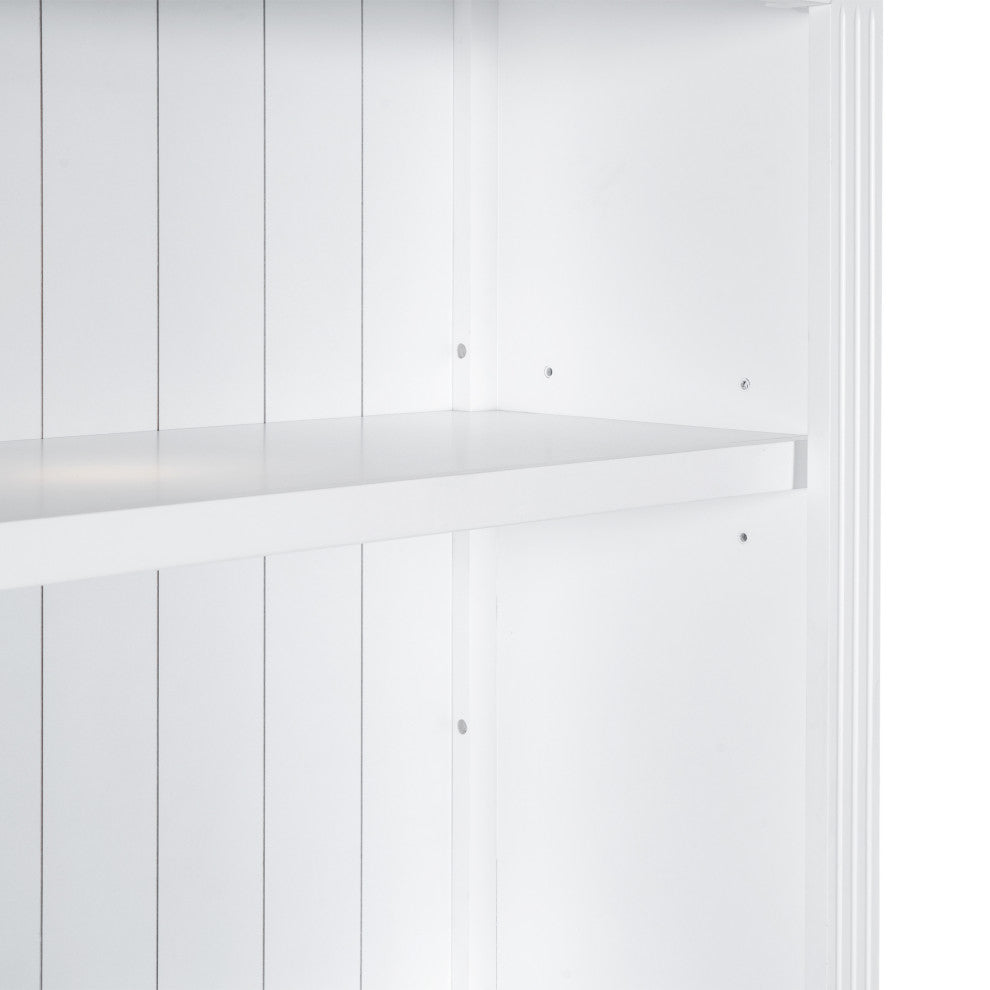 Modern Tall Bookshelf, LED Lighting for Living Room, White