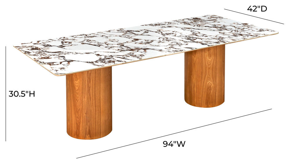 Tamara Marble Ceramic Rectangular Dining Table