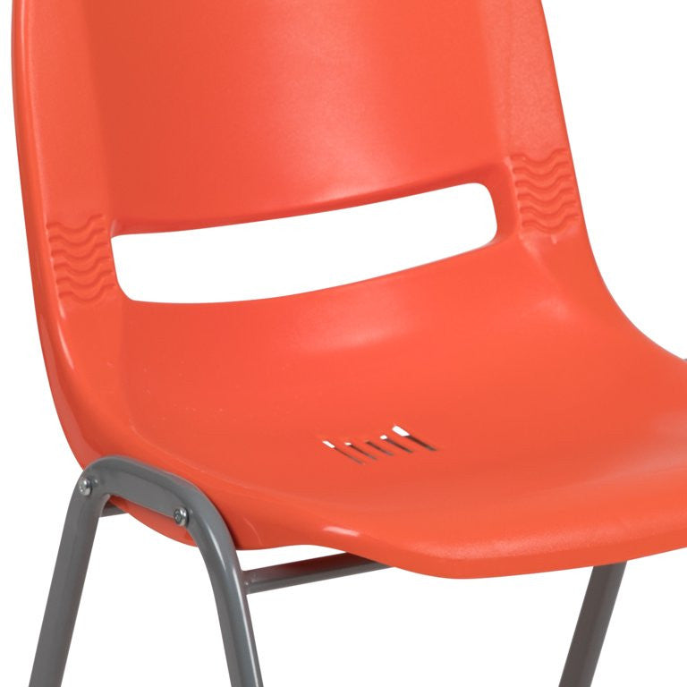 5 Pack Multipurpose Chair, Stackable Design With Plastic Seat & Back, Orange