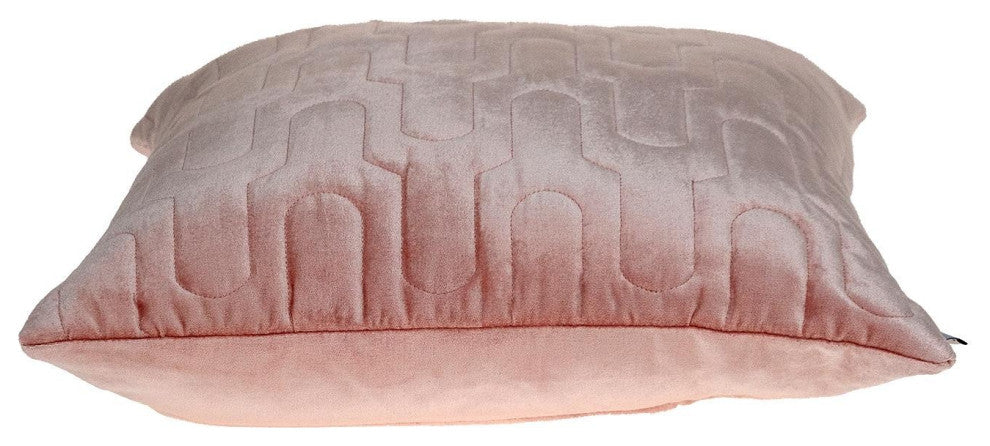 Geometric Lush Quilted Metallic Pink Throw Pillow