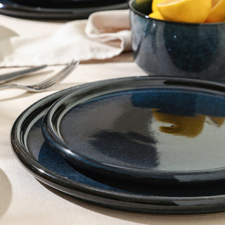 Stone Lain Eden Stoneware Dinner Plate Set of 4, Dark Blue
