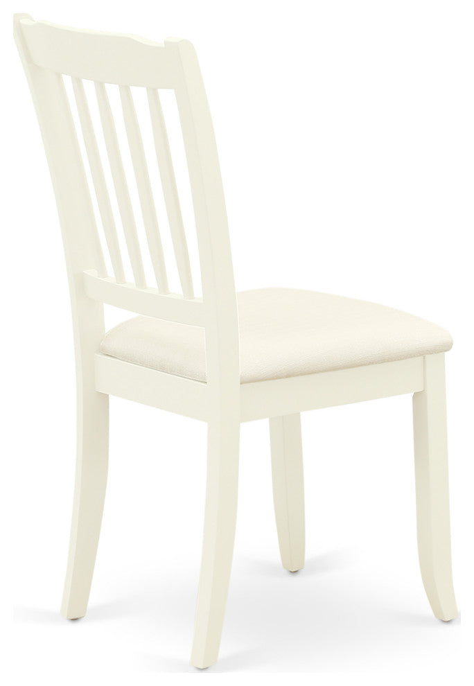 3 Pc Kitchen Set, Linen White Wood Table, 2 Linen White Chairs, Slatted Back