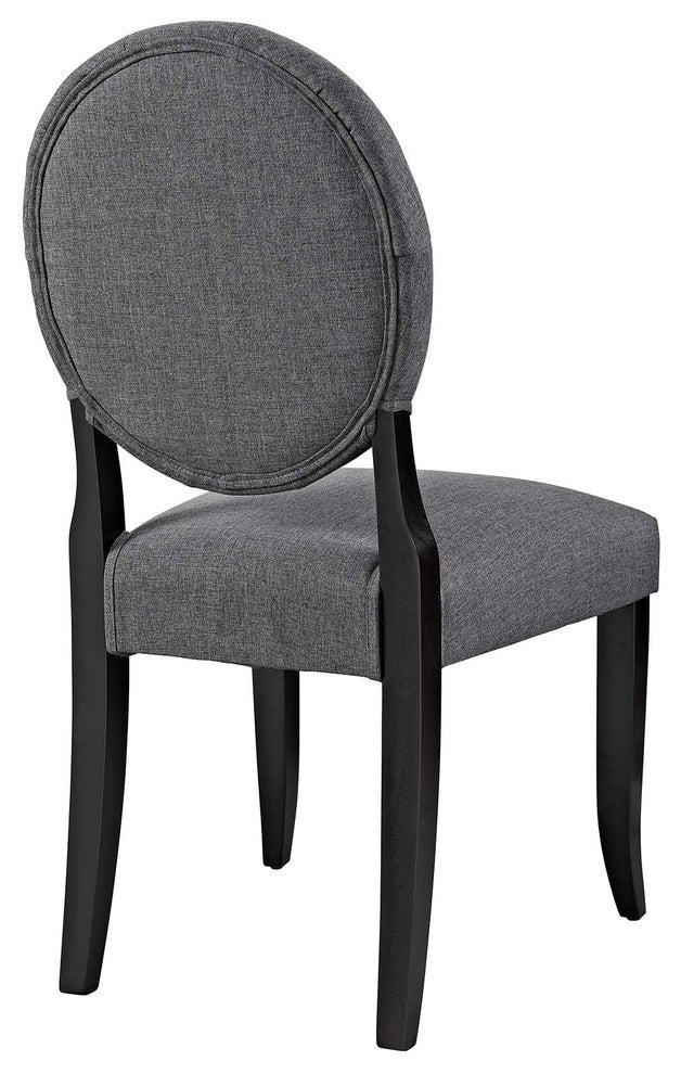 Button Dining Side Chair Upholstered Fabric Set of 4, Gray
