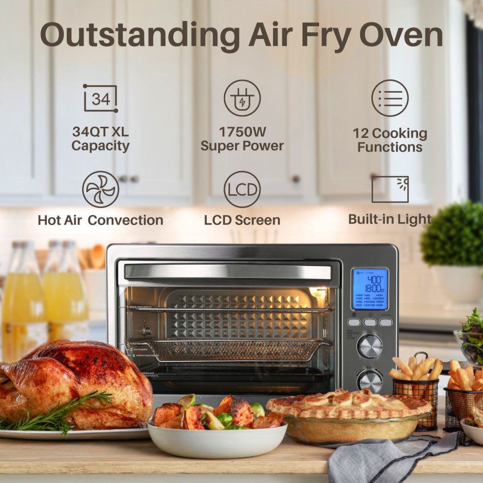 LNC Magic-Large Capacity 34 QT Digital French Door Air Fryer Toaster Oven