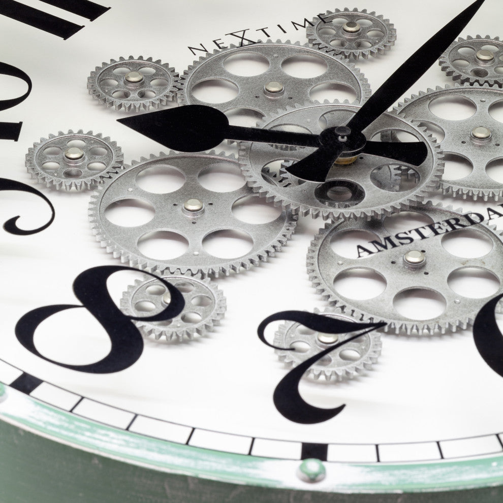 Henry 20" Moving Gear Wall Clock, White