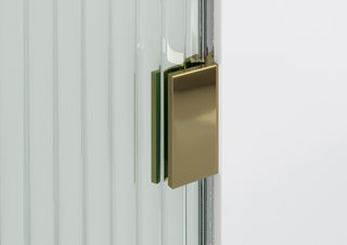 40"x78" Frameless Shower Door, Single Fixed Panel Fluted Radius, Polished Brass, 40" Right