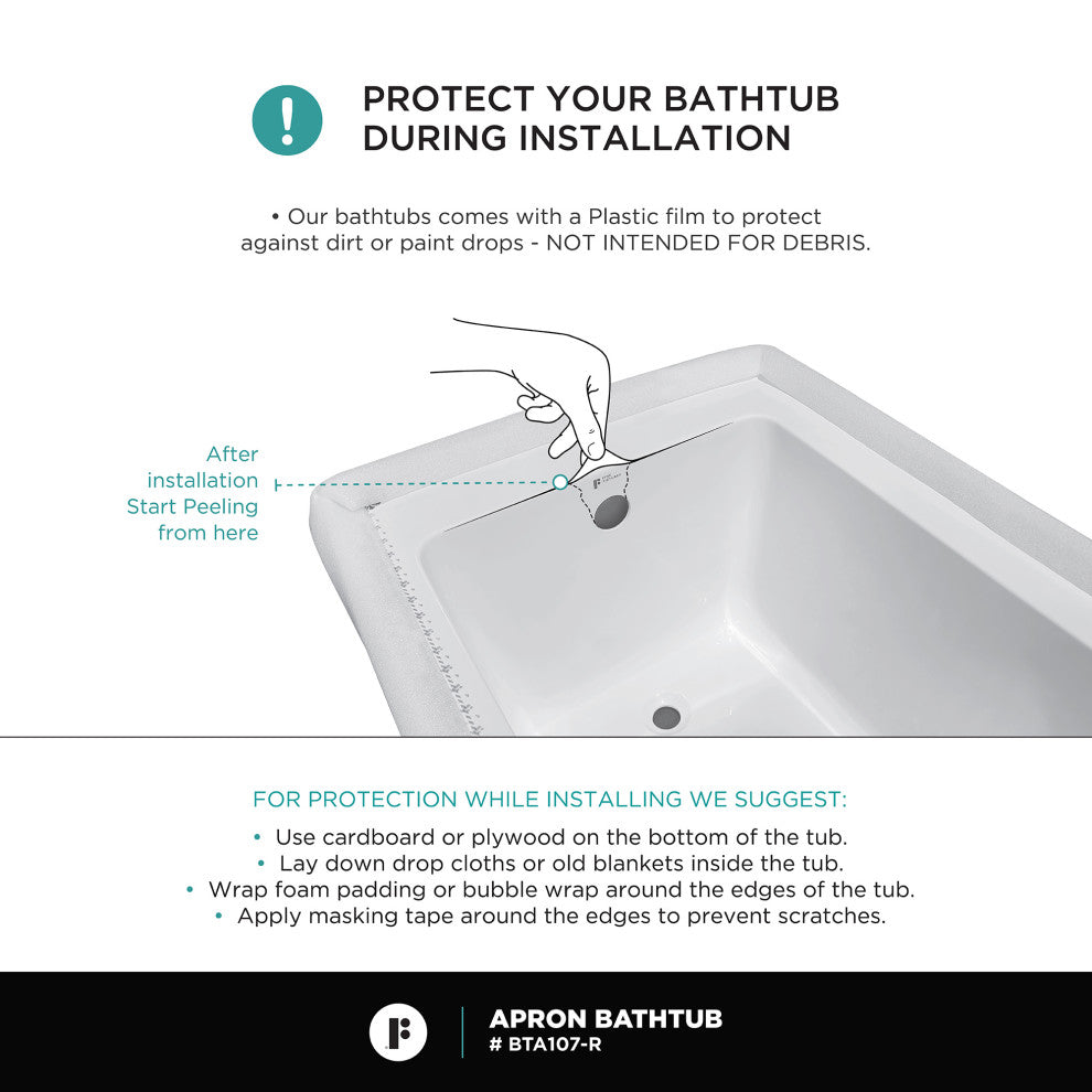 Acrylic Apron Soaking Bathtub, White, 54"x30", Right, Without Drain
