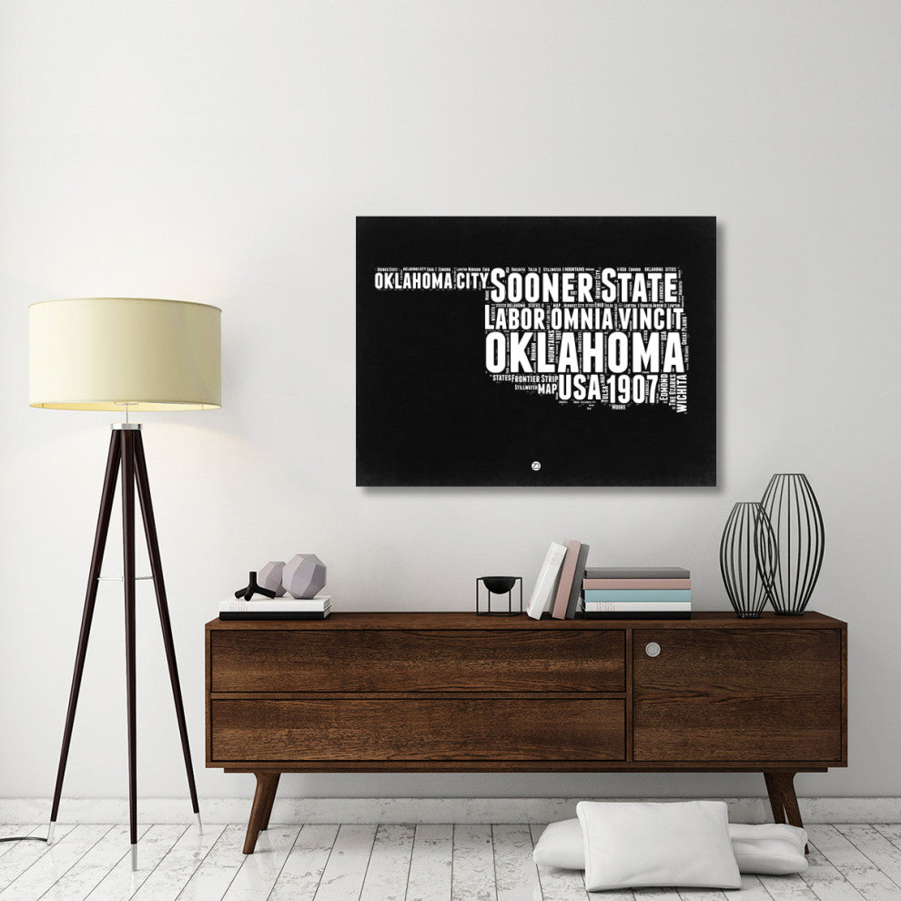"Oklahoma Black and White Map" Fine Art Print
