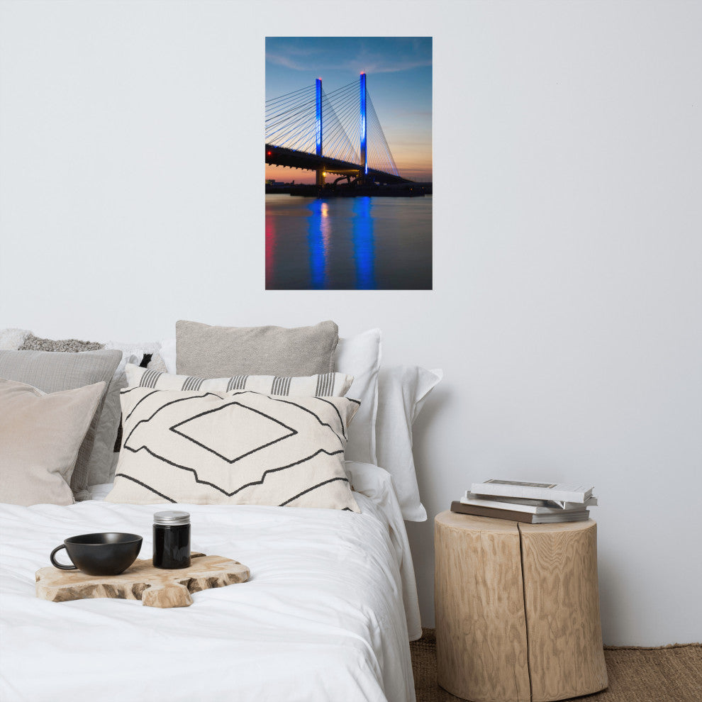 Indian River Inlet Bridge 2 Night Photography Unframed Wall Art Print, 24" X 36"