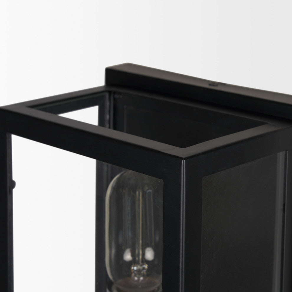 Cairn Matte Black Metal With Glass 1-Light Wall Sconce